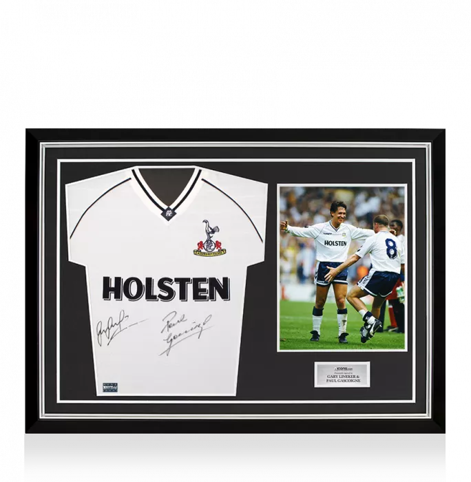 Gary Lineker & Paul Gascoigne Dual Signed Tottenham Hotspur 1991 Home Shirt In Hero Frame: Option 1