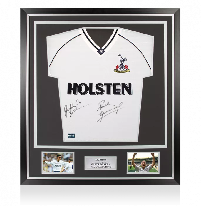 Gary Lineker & Paul Gascoigne Dual Signed Tottenham Hotspur 1991 Home Shirt In Classic Frame