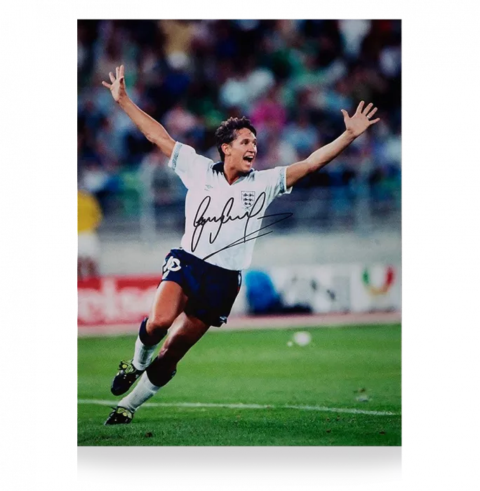 Gary Lineker Signed England Photo: Italia '90 Goal Vs West Germany
