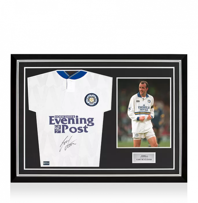 Gary McAllister Front Signed Leeds United 1992 Home Shirt In Hero Frame: Option 1
