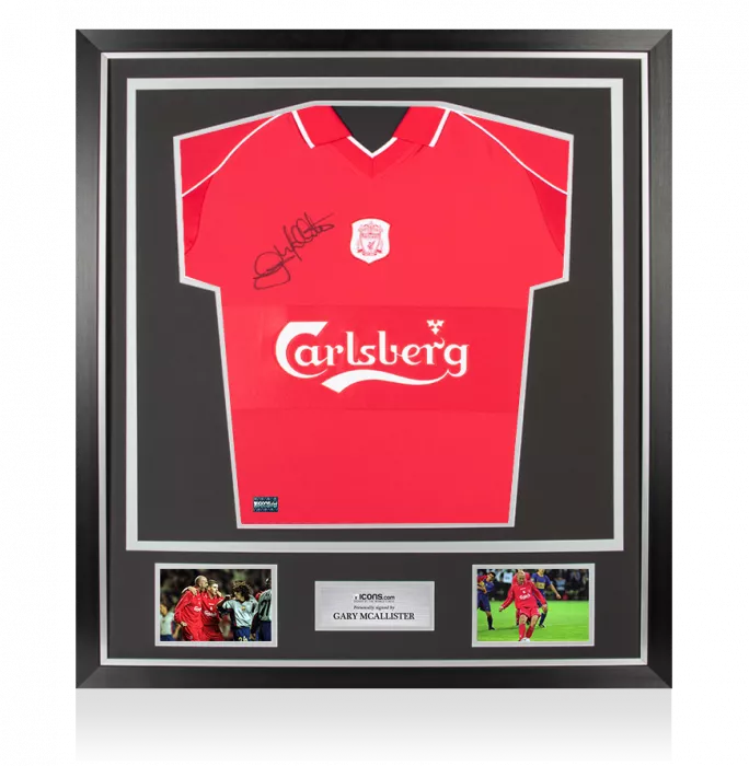 Gary McAllister Front Signed Liverpool FC 2000 Home Shirt In Classic Frame