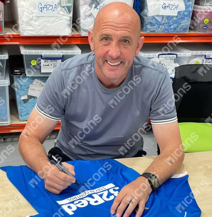 Gary McAllister Front Signed Rangers Home Shirt In Hero Frame: Option 1