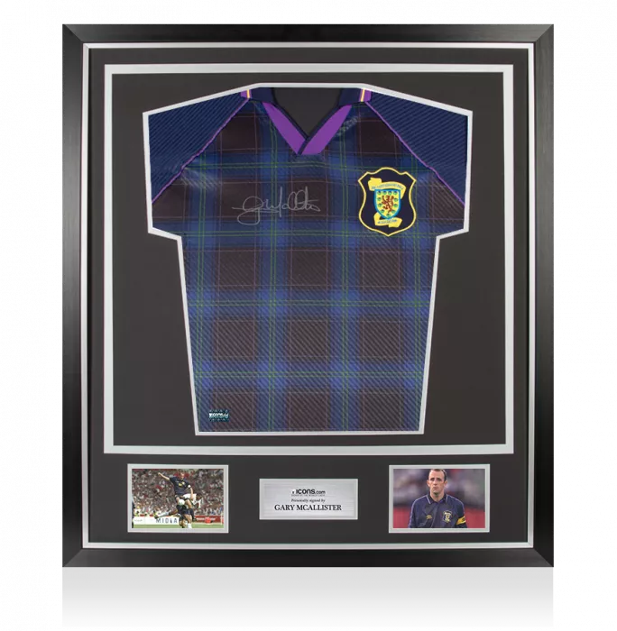 Gary McAllister Front Signed Scotland Euro 1996 Home Shirt In Classic Frame