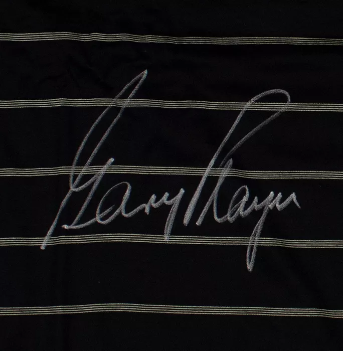 Gary Player Signed Black And Green Pinstripe Golf Polo Shirt