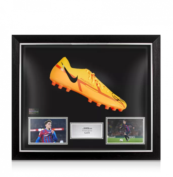 Gavi Signed Nike Phantom Boot In Bubble Frame: Option 1