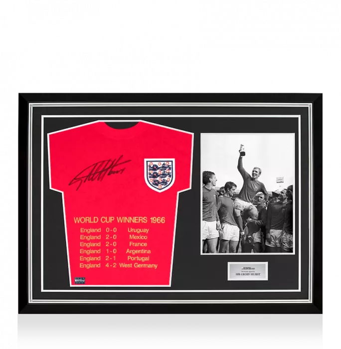 Geoff Hurst Front Signed 1966 England Home Shirt In Hero Frame: Option 1
