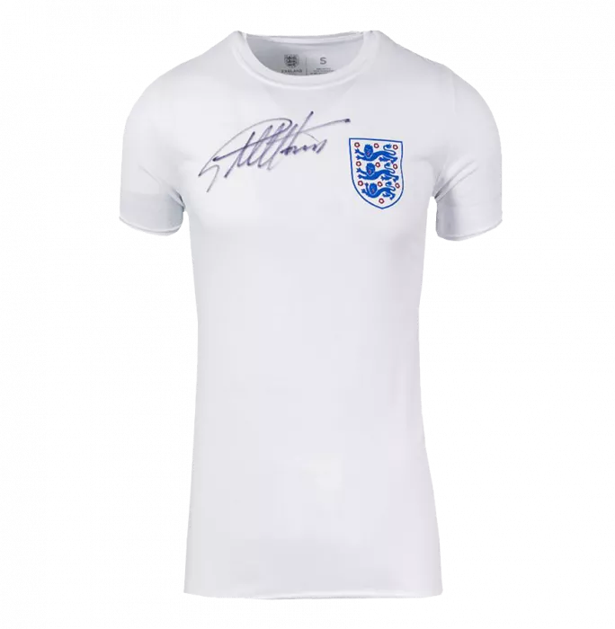 Geoff Hurst Front Signed England Home T-Shirt In Classic Frame