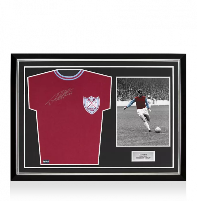 Geoff Hurst Front Signed West Ham 1964 FA Cup Final Shirt In Hero Frame: Option 1