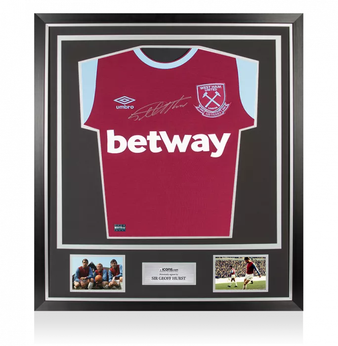 Geoff Hurst Front Signed West Ham 2020-21 Home Shirt In Classic Frame