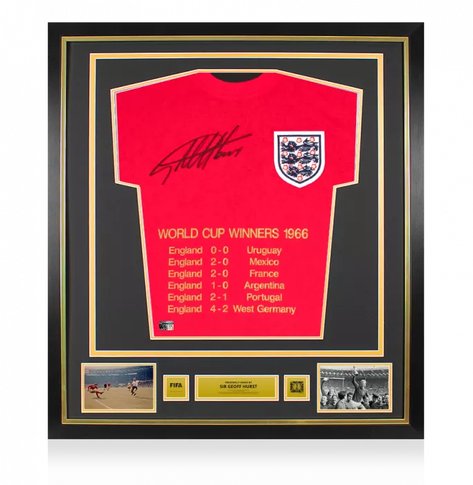 Geoff Hurst Official 1966 FIFA World Cup™ Front Signed And Framed 1966 England Home Shirt