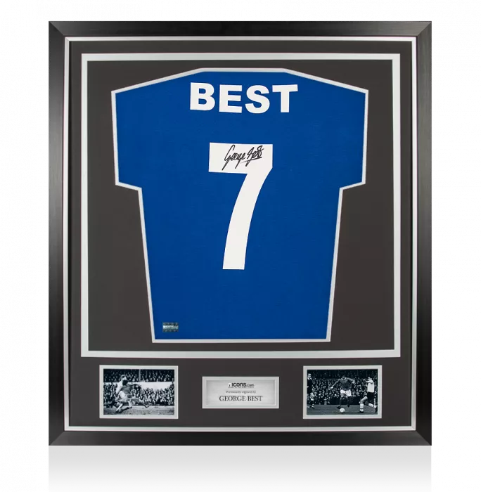 George Best Back Signed Retro Manchester United Away Shirt In Classic Frame: 1968 European Cup Final Edition