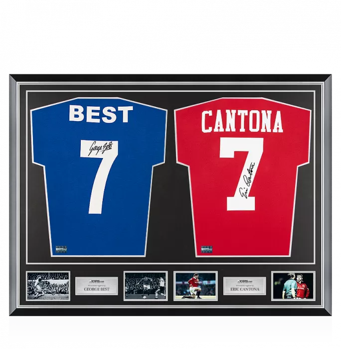George Best & Eric Cantona Signed Manchester United Shirts In Classic Dual Frame