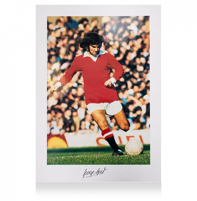 George Best Signed Manchester United Print: Portrait Of An Legend