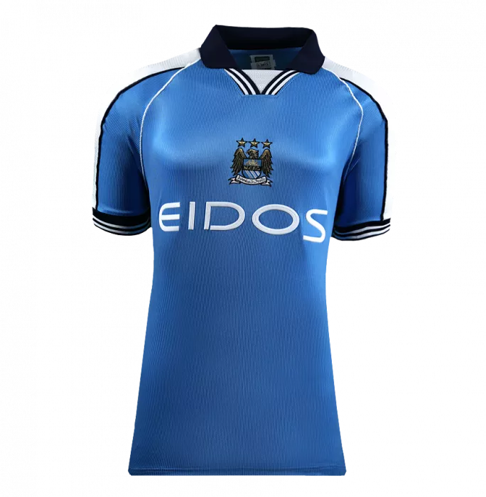 George Weah Back Signed Manchester City 2000 Home Shirt With Fan Style Numbers In Deluxe Packaging