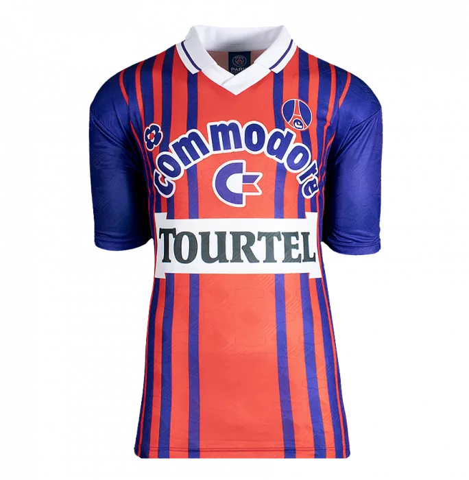 George Weah Back Signed Paris Saint-Germain 1993 Home Shirt In Deluxe Packaging