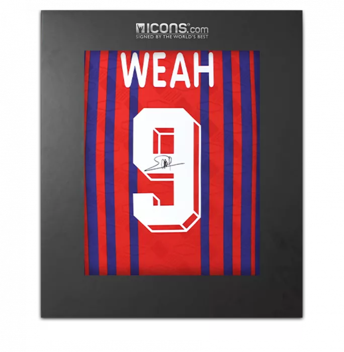 George Weah Back Signed Paris Saint-Germain 1993 Home Shirt In Deluxe Packaging