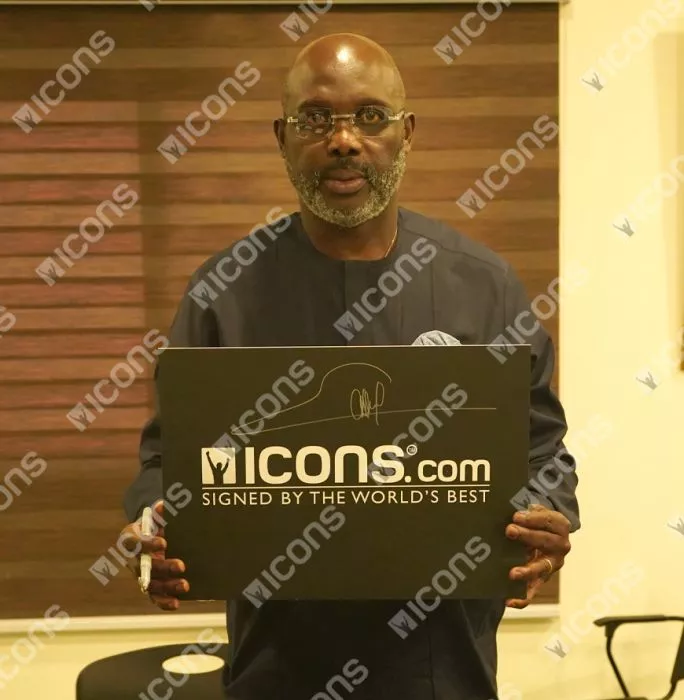 George Weah Front Signed Liberia Home Shirt In Classic Frame