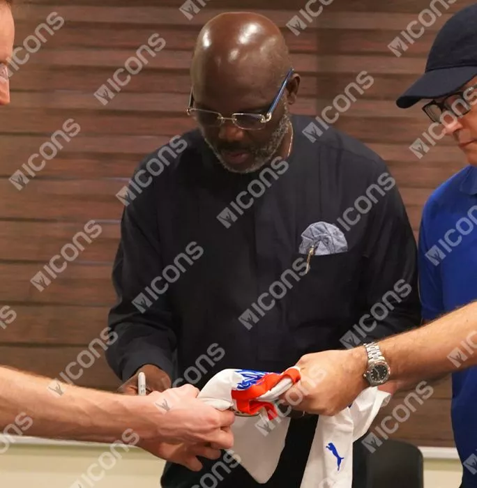 George Weah Front Signed Liberia Home Shirt In Classic Frame