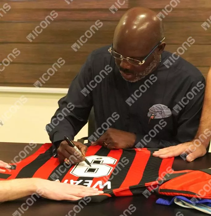 George Weah Official AC Milan Back Signed AC Milan 1996 Home Shirt