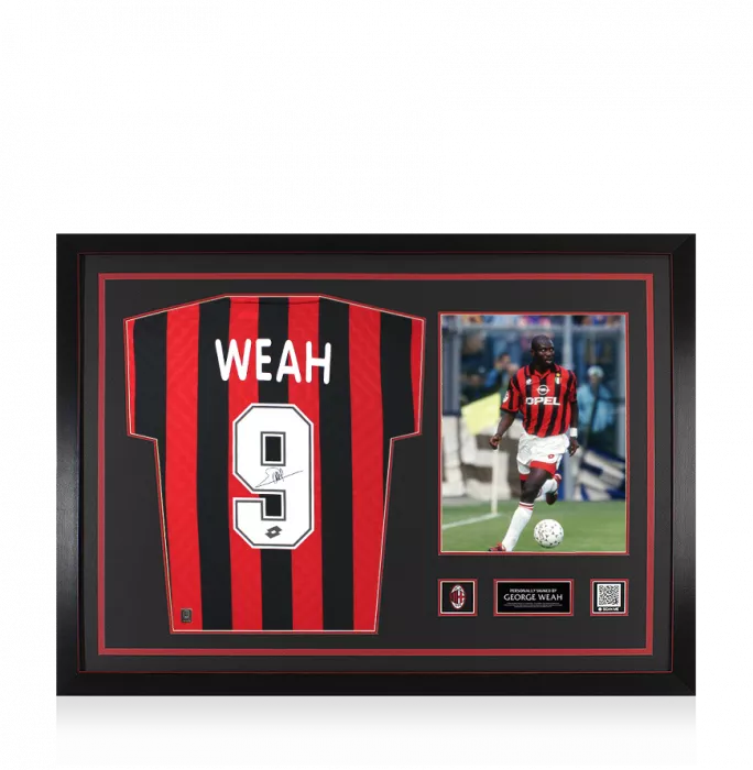 George Weah Official AC Milan Back Signed AC Milan 1996 Home Shirt