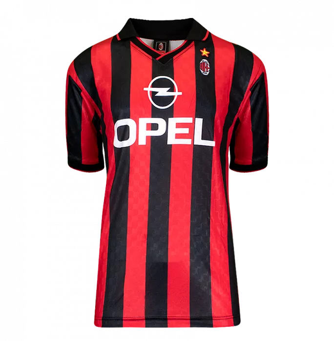 George Weah Official Ballon D'Or™ Back Signed And Hero Framed AC Milan 1996 Home Shirt