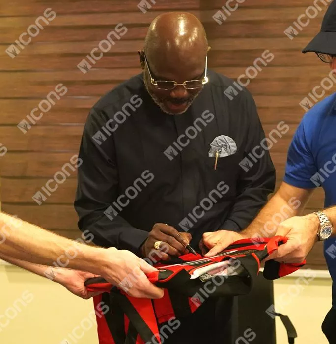 George Weah Official Ballon D'Or™ Front Signed And Hero Framed AC Milan 1996 Home Shirt - 1995 Winner Edition