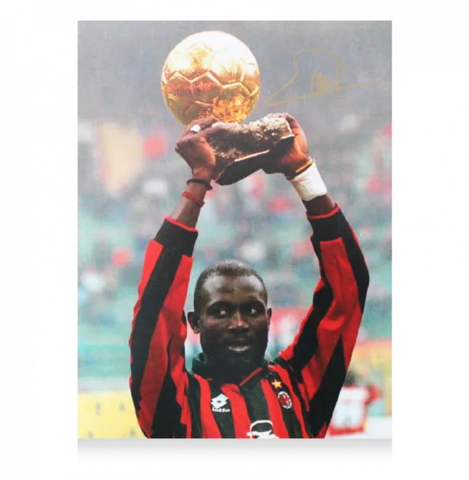 George Weah Official Ballon D'Or™ Signed AC Milan Photo: 1995 Ballon D'Or Winner