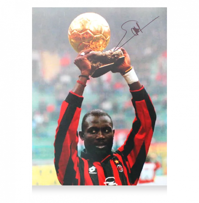 George Weah Official Ballon D'Or™ Signed AC Milan Photo: 1995 Ballon D'Or Winner
