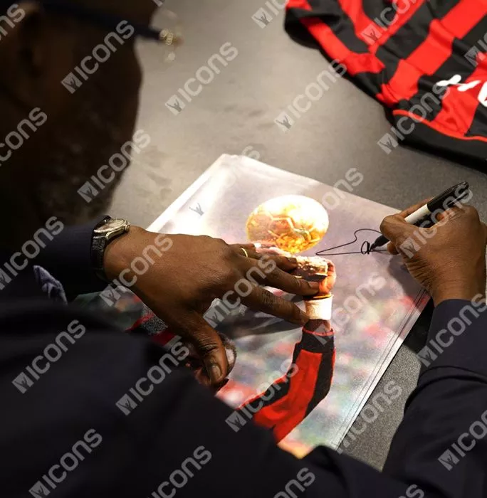 George Weah Official Ballon D'Or™ Signed AC Milan Photo: 1995 Ballon D'Or Winner