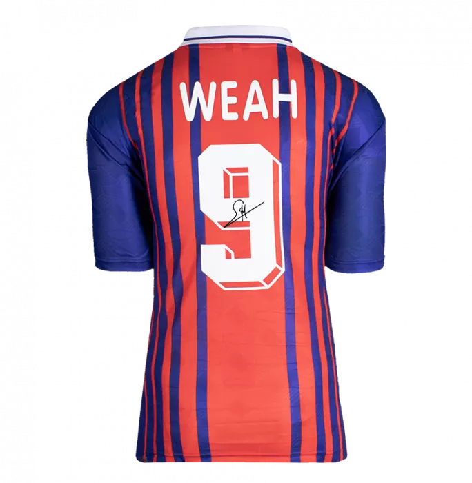 George Weah Official UEFA Champions League Back Signed And Framed Paris Saint-Germain 1993 Home Shirt