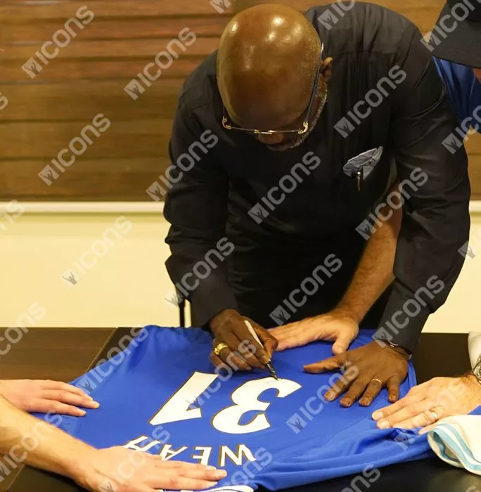 George Weah Official UEFA Conference League Back Signed Chelsea 2000-01 Home Shirt With Fan Style Numbers