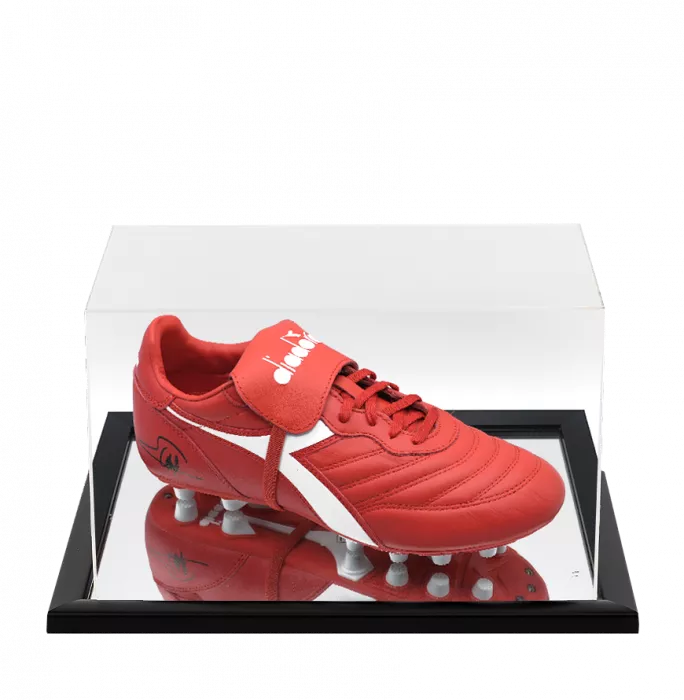 George Weah Signed Diadora Brasil Classico Football Boot In Acrylic Case