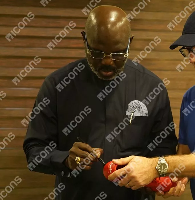 George Weah Signed Diadora Brasil Classico Football Boot In Deluxe Packaging