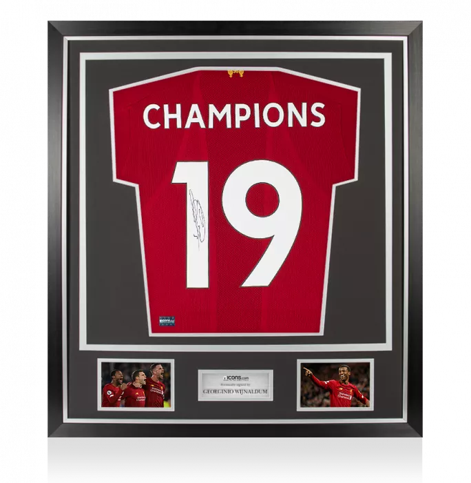 Georginio Wijnaldum Back Signed Liverpool 2019-20 Home Shirt In Classic Frame: Premier League Champions Special Edition
