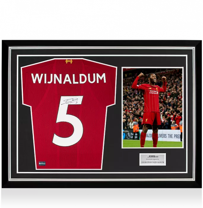 Georginio Wijnaldum Back Signed Liverpool 2019-20 Home Shirt In Hero Frame: Option 1