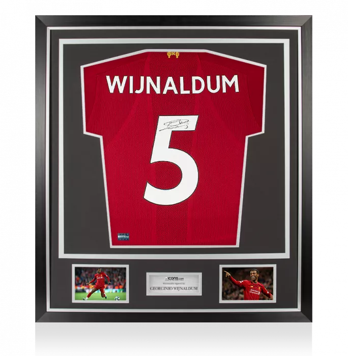 Georginio Wijnaldum Back Signed Liverpool 2019-20 Home Shirt In Classic Frame