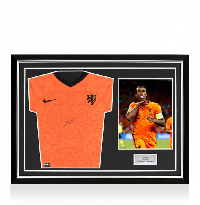 Georginio Wijnaldum Front Signed Netherlands 2020-21 Home Shirt In Hero Frame: Option 1