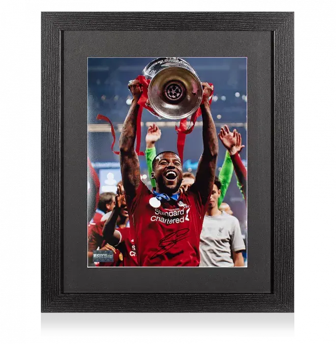 Georginio Wijnaldum Signed Liverpool Photo In Black Wooden Frame: 2019 UEFA Champions League Winner