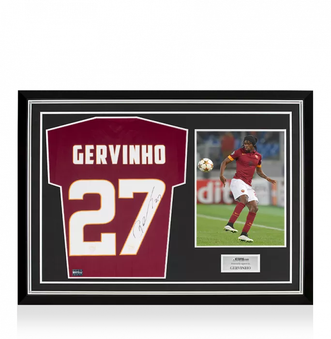 Gervinho Back Signed Roma Home Shirt Home Shirt In Hero Frame: Option 1