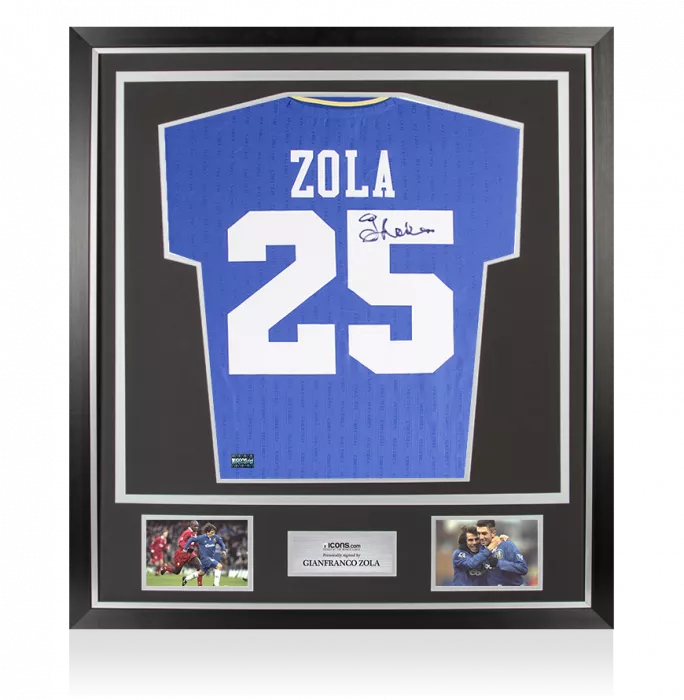 Gianfranco Zola Back Signed Chelsea 1997-98 Home Shirt In Classic Frame
