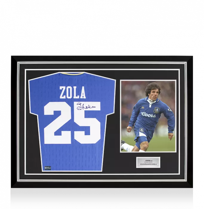 Gianfranco Zola Back Signed Chelsea 1997-98 Home Shirt In Hero Frame: Option 1