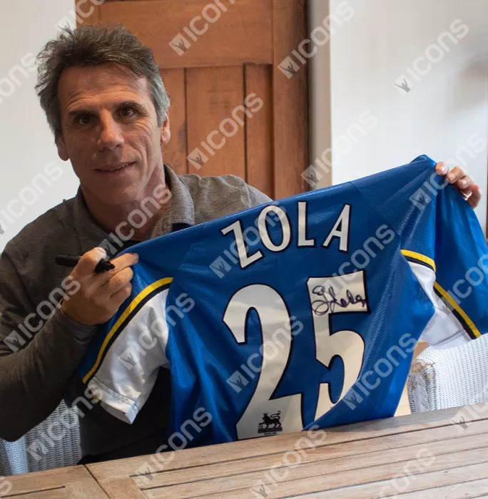 Gianfranco Zola Back Signed Chelsea 1997-99 Home Shirt In Classic Frame