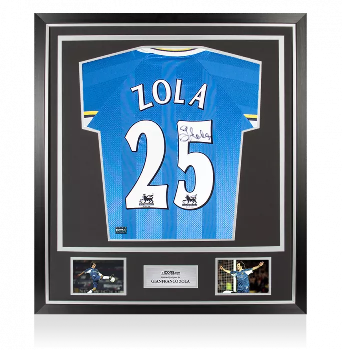 Gianfranco Zola Back Signed Chelsea 1997-99 Home Shirt In Classic Frame