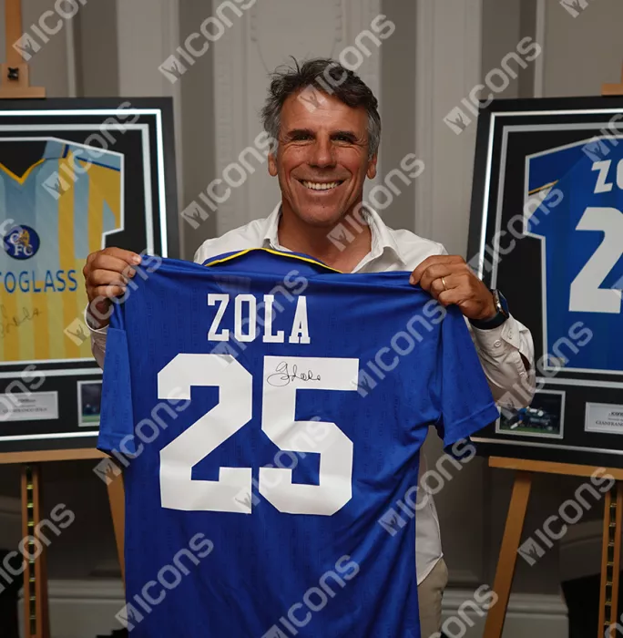 Gianfranco Zola Back Signed Chelsea 1997 FA Cup Shirt In Classic Frame