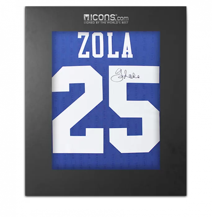 Gianfranco Zola Back Signed Chelsea 1997 FA Cup Shirt In Deluxe Packaging