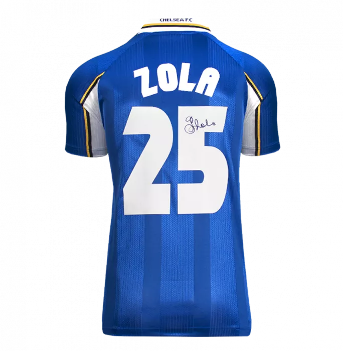 Gianfranco Zola Back Signed Chelsea 1998 European Cup Winners Cup Shirt In Hero Frame: Option 1