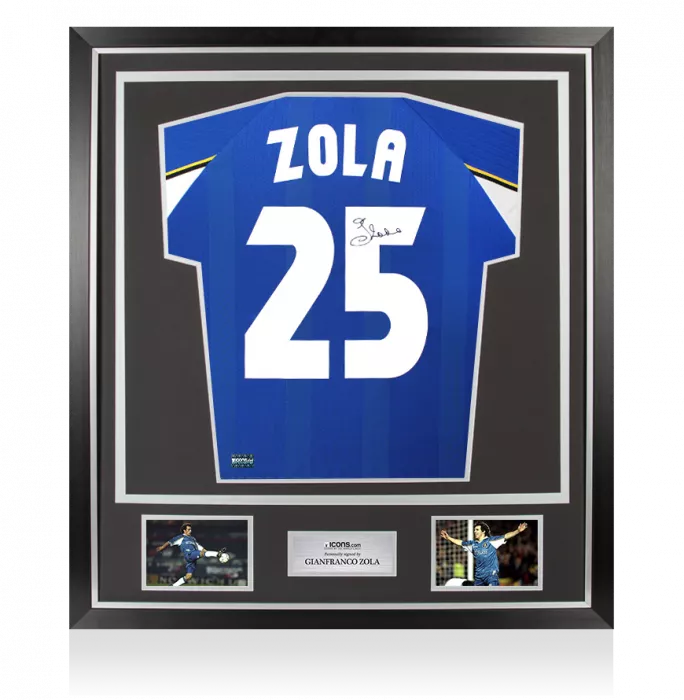 Gianfranco Zola Back Signed Chelsea 1998 European Cup Winners Cup Shirt In Classic Frame
