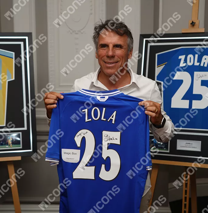 Gianfranco Zola Back Signed Chelsea 2000 Home Shirt - Magic Box Inscription In Classic Frame