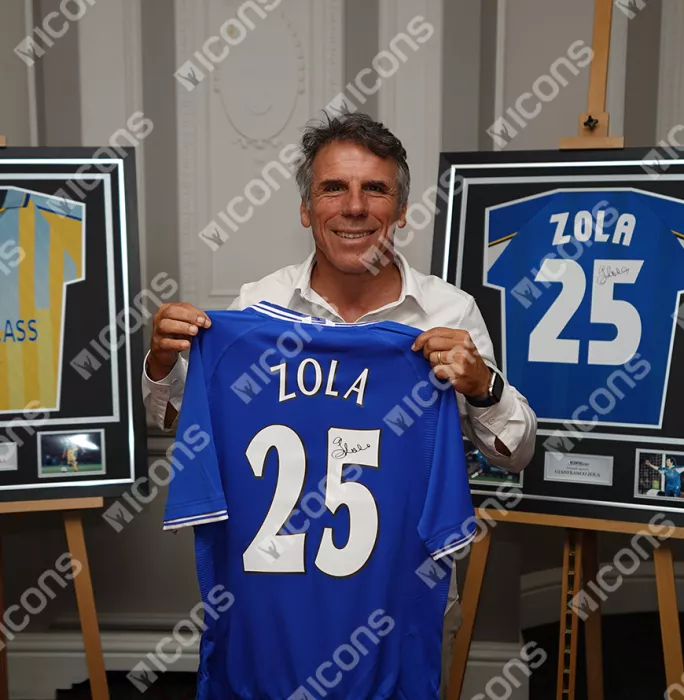 Gianfranco Zola Back Signed Chelsea 2000 Home Shirt In Hero Frame: Option 1