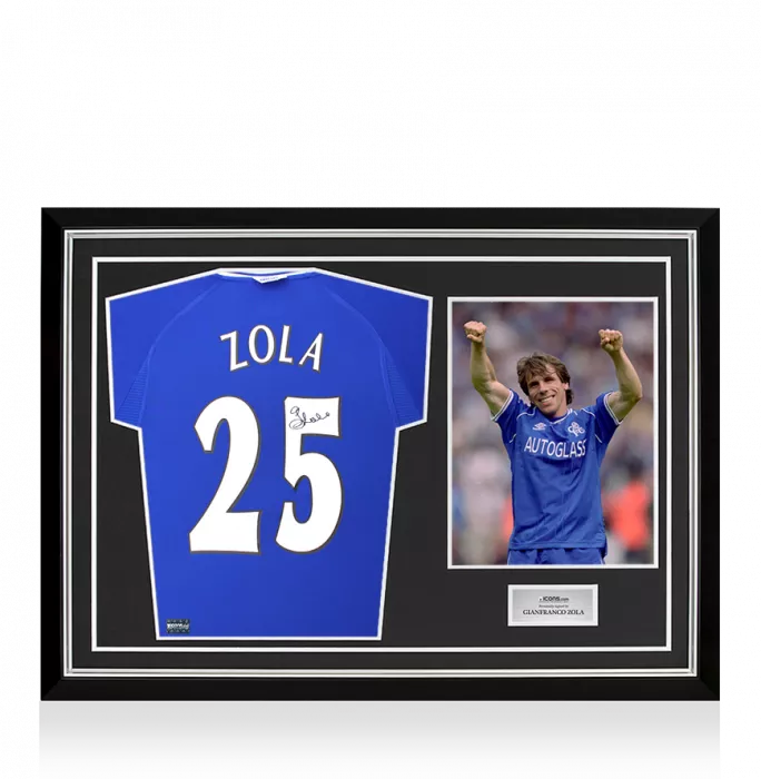 Gianfranco Zola Back Signed Chelsea 2000 Home Shirt In Hero Frame: Option 1